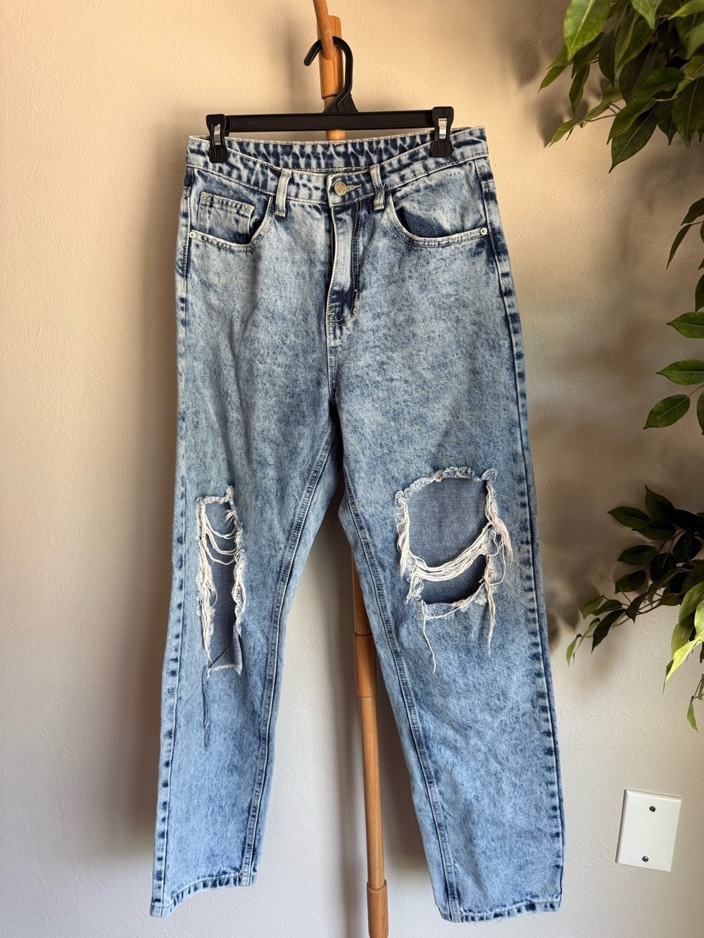 Shein Light Blue Denim Cotton High Rise Wide Leg Jeans Women’s Size M 27/28